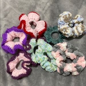ALL THE SCRUNCHIES I HAVE MADE SO FAR TO SELL! 🤍